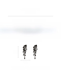 Tableau des tailles boucles d'oreilles pompons noirs avec zircon hauteur 7cm et largeur 2cm