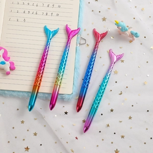 Detail view of 0.5mm mermaid tail pens with gradient electroplated finish on white mesh