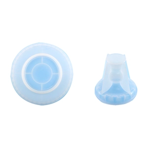 Detail view of light blue silicone fruit tray mold with heart shaped edging and texture