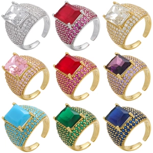 Vintage Quadratische Strass Offen Ring Für Damen Elegant Kupfer Verstellbare Geometrische Fingerring Gold Silber Schmuck