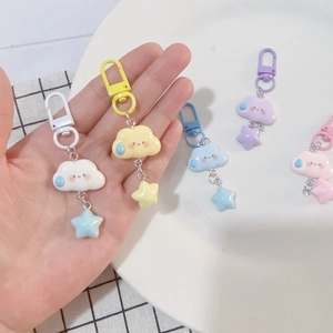 Cute star and cloud keychain in pastel colors with adorable expressions for couples