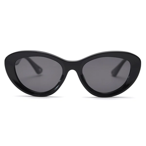 Classic black cat-eye sunglasses with dark grey lenses in a stylish retro polarized design