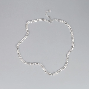 Chic S925 sterling silver pig nose link chain choker for women with metallic luster