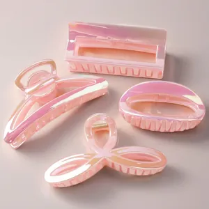 Iridescent Hair Claw Clip Large Laser Plated PC Plastic Jelly Mermaid Style Shark Hairpin Elegant Headwear For Women