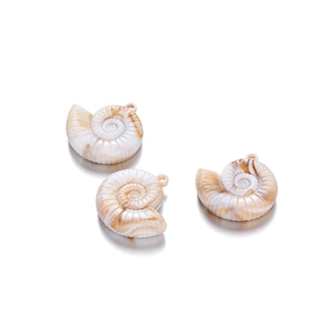 Detailed view of acrylic nautilus shell pendants with natural spiral textures and ivory tones