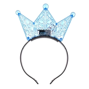 Blue LED light-up princess crown headband for birthday parties and Halloween costumes