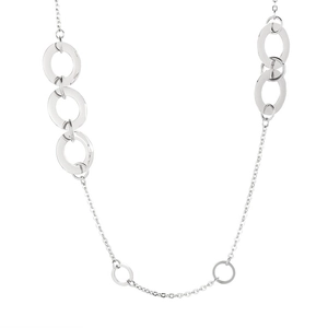 Minimalist silver geometric titanium steel necklace with interconnected metal rings