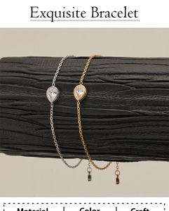 Detaillierte Nahaufnahme von Armbändern mit Zirkonia im Birnenschliff in Gold und Silber