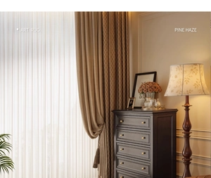 Detail of vintage French style waterproof rug with elegant geometric texture in warm beige