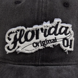 Vintage washed cotton baseball cap with Florida embroidery and distressed details