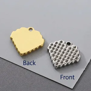 Front and back view of stainless steel cloud pendants for DIY jewelry making