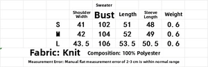 Detaillierte Größentabelle für Damen Strickjacke mit Karomuster und eckigem Ausschnitt