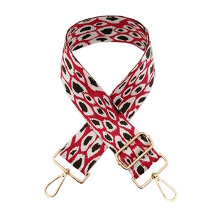Tracolla jacquard leopardata rossa e nera da 5cm con fibbie in metallo dorato