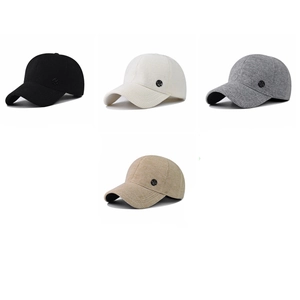 Waffle texture baseball caps for women with metal M logo in black, white, grey and beige