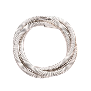 Silver twisted metal snake chain bracelet with textured geometric spiral design
