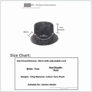 Tabella delle taglie del cappello alla pescatora in peluche con cinturino interno