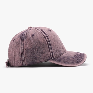 Classic washed cotton baseball cap in vintage dark burgundy with curved brim for men and women