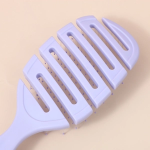 Ergonomic purple vented hairbrush with hollow design for voluminous styling and detangling