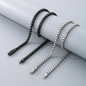 Men Stainless Steel Box Chain Necklace Square Link Venice Chain Punk Hip Hop Rock Minimalist Jewelry For Him