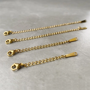 Golden stainless steel necklace extension chains with lobster clasps in four lengths