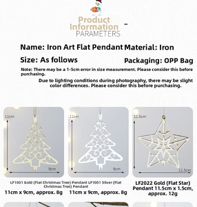 Detailed view of gold and silver iron star and tree pendants for Christmas tree decoration