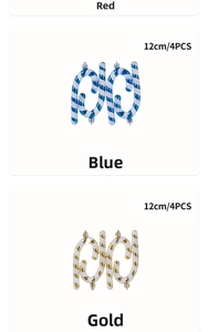 Blue and gold 12cm glitter candy cane Christmas tree ornaments 4pcs set detail