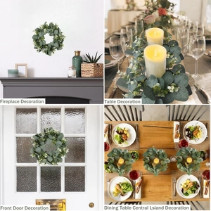 Eucalyptus candle ring wreath used for fireplace, table and front door home decoration