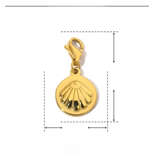 Detailed dimensions of the 24mm golden stainless steel seashell pendant with lobster clasp