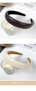 Detail of padded PU leather headbands featuring soft foam and non-slip matte lining