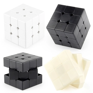 Classic 3x3x3 speed cube in black and white finish for smooth rotation and competition