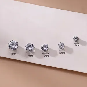 Magnetic stainless steel cubic zirconia ear clip size guide from 4mm to 8mm diameter