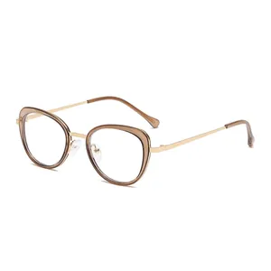 Retro Cat Eye Sunglasses For Women Anti Blue Light Glasses TR Metal Frame Fashion Lightweight Vintage Trendy Eyewear UV400