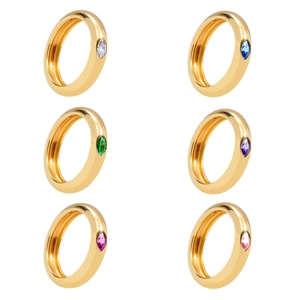 Marquise Cubic Zirconia Ring Vintage Gold Plated Copper Colorful Finger Jewelry For Women Minimalist Aesthetic Accessory