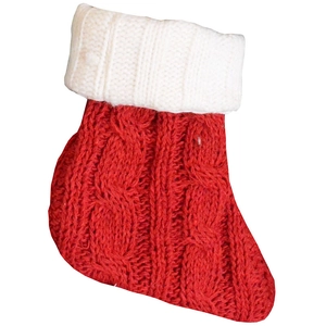 Classic red and white cable knit Christmas stocking hanging decoration for festive home decor