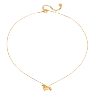 Minimalistische 18K vergulde roestvrijstalen ketting met teckelhanger voor dames