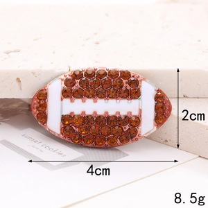 Sparkling brown rhinestone football charm accessory for DIY crafts and phone cases, 4cm x 2cm