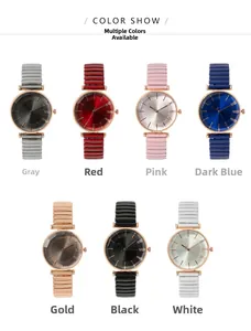 Montres à quartz pour femmes avec bracelet en métal élastique en sept couleurs assorties