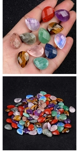 Macro view of faceted teardrop crystal and agate stones for DIY jewelry making