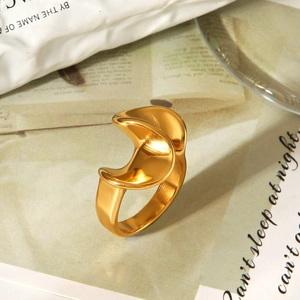 Anello geometrico attorcigliato oro minimalista da donna in acciaio inossidabile