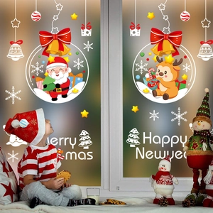 Weihnachts-Fensteraufkleber mit Weihnachtsmann und Rentier für festliche Schaufenster