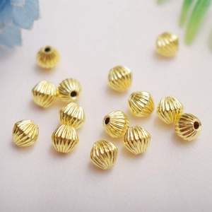 14K gold filled striped rhombus and pumpkin spacer beads for DIY jewelry making