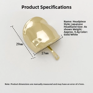 Detailed dimensions of minimalist gold alloy hair hook featuring 29mm x 27mm size