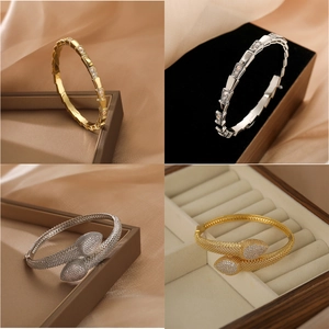 Schlangenform Armreif Kupfer Echt Vergoldet Pavé Zirkon Vintage Luxus Mode Handschmuck Für Frauen Manschette