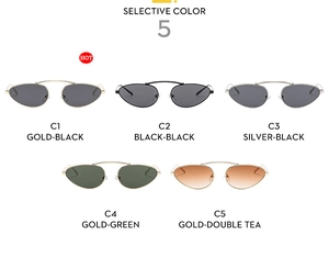 Selective colors of trendy metal cat eye sunglasses in various frame and lens combinations