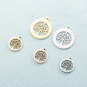Tree of Life hollow pendants in gold, silver, and rose gold finishes in two sizes