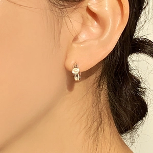 Elegance 925 sterling silver hoop earrings with white pearl detail for women jewelry