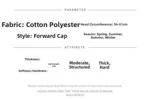 Detailed size specifications for men's newsboy cap with material and fit information
