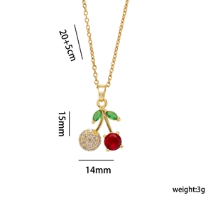 Goldene Kirsch-Halskette mit rotem Edelstein und Zirkonia an einer 20+5cm Kette