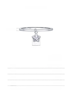 Detailansicht eines Sternanhänger-Rings aus S925 Sterlingsilber mit Maßen und Punzierung
