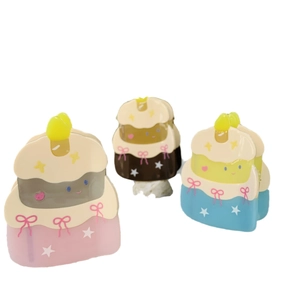Three cute acetate cake hair claws with colorful strawberry and bow decorations